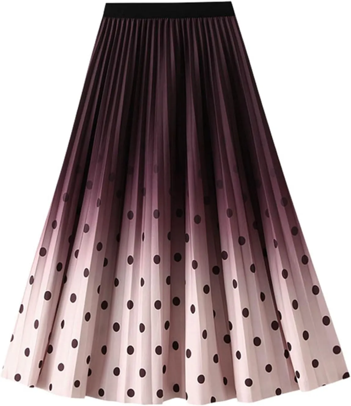 Women's High Waisted Slim Gradient Pleated A Line Skirt Fashion Polka Dot Print Midi Skirt Womens Skirt Medium