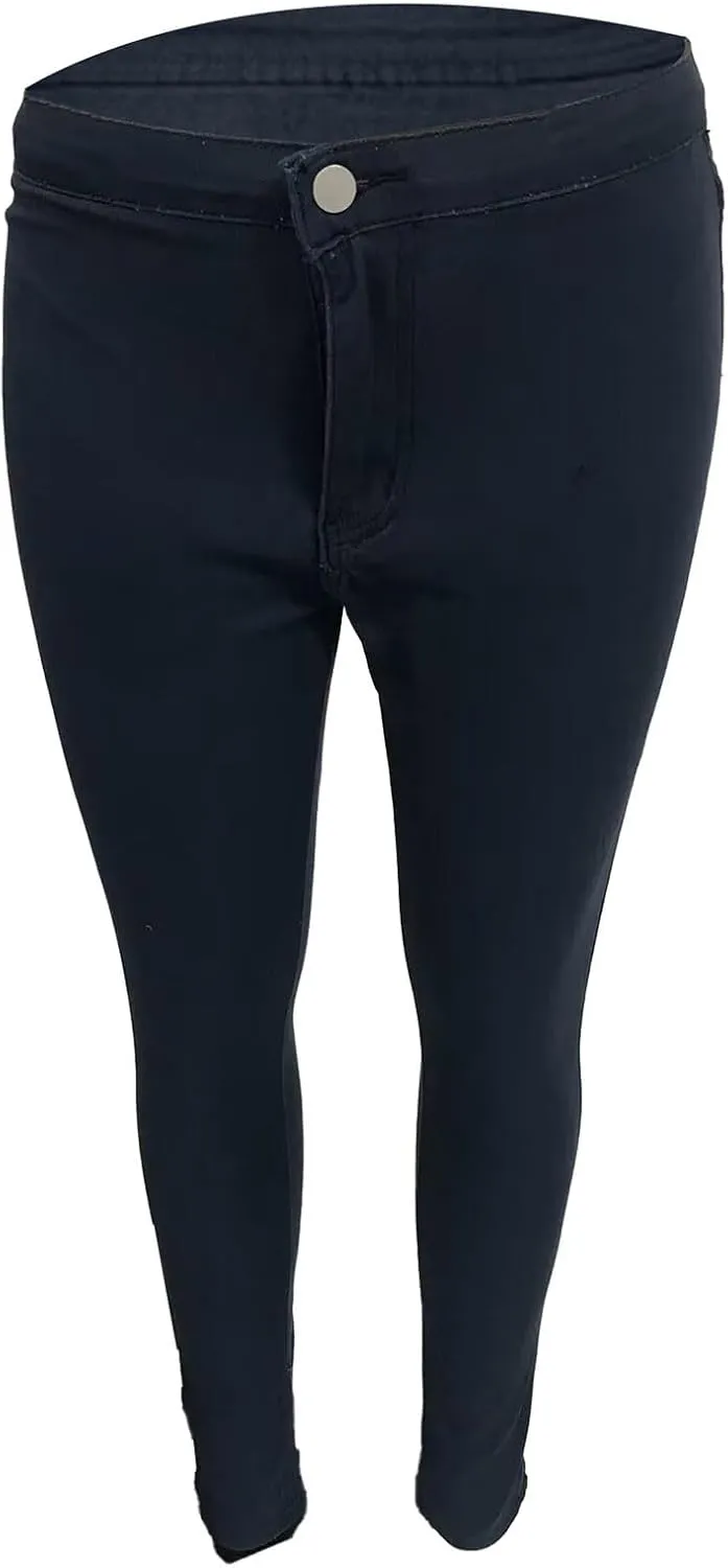 Women's Jeggings with Pockets, Skinny Fit Denim Look, High Waisted Stretchy Pull On Pants, Full-Length & Capri