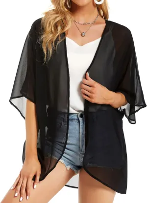 Womens Kimono Beach Cover Up Chiffon Cardigan Floral Tops Loose Capes