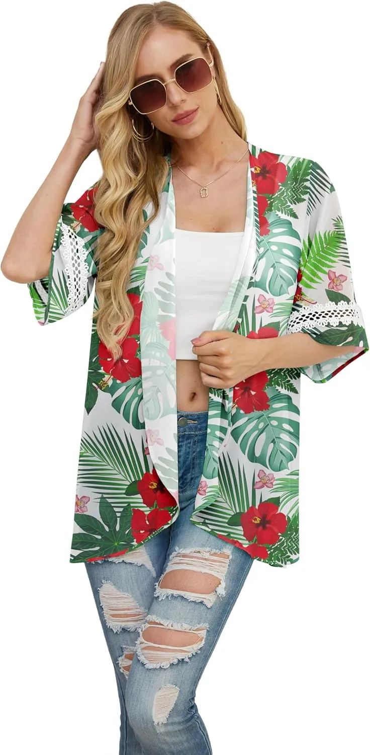 Womens Kimono Beach Cover Up Chiffon Cardigan Tops Loose Capes