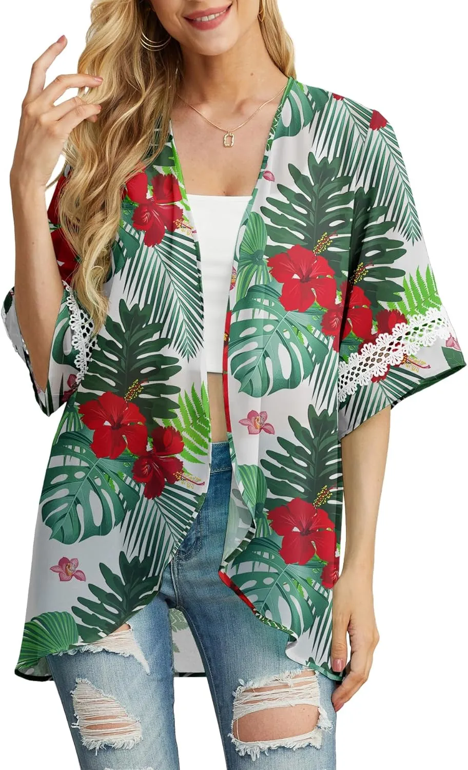 Womens Kimono Beach Cover Up Chiffon Cardigan Tops Loose Capes