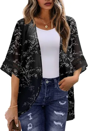 Womens Kimono Beach Cover Up Chiffon Cardigan Tops Loose Capes