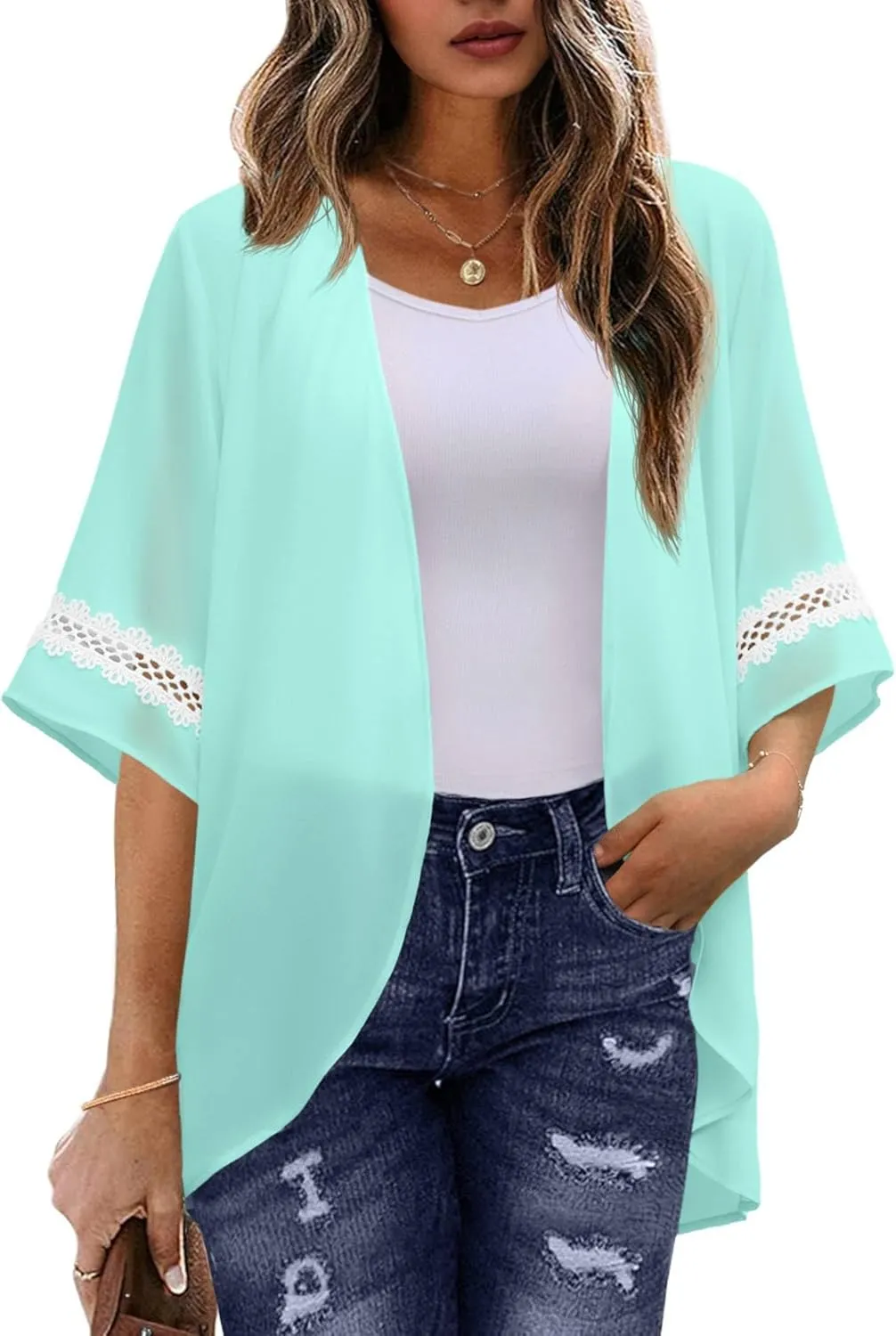 Womens Kimono Beach Cover Up Chiffon Cardigan Tops Loose Capes