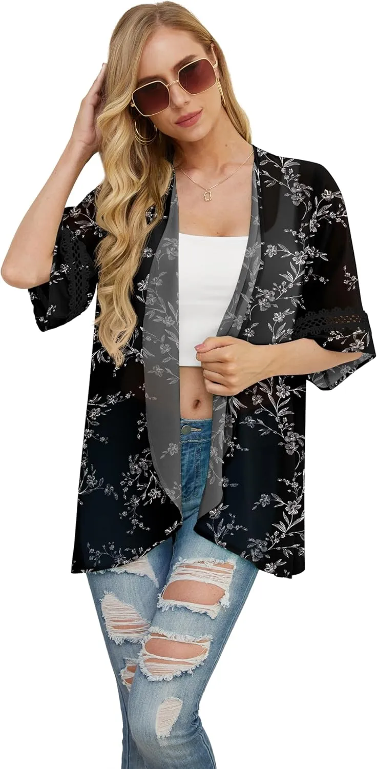 Womens Kimono Beach Cover Up Chiffon Cardigan Tops Loose Capes