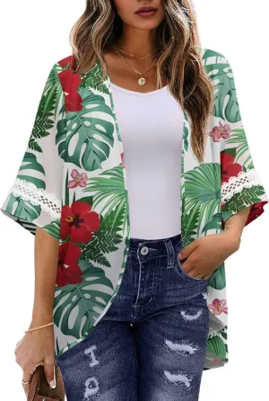 Womens Kimono Beach Cover Up Chiffon Cardigan Tops Loose Capes