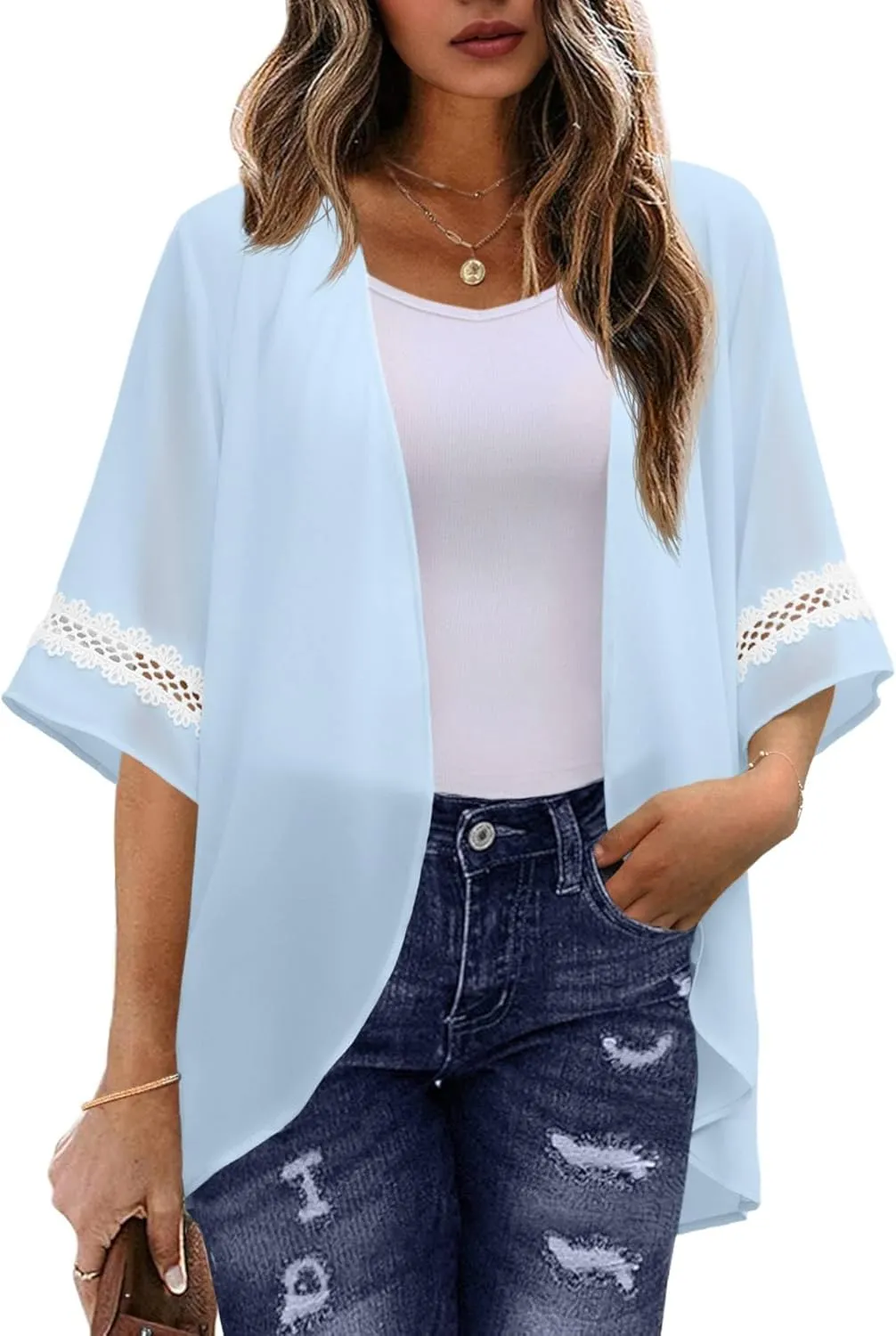 Womens Kimono Beach Cover Up Chiffon Cardigan Tops Loose Capes
