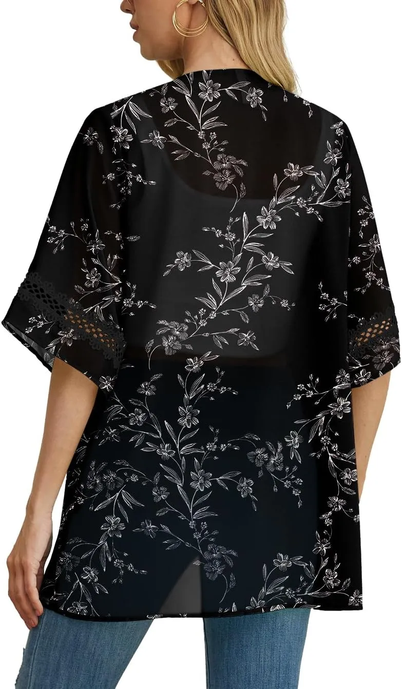 Womens Kimono Beach Cover Up Chiffon Cardigan Tops Loose Capes