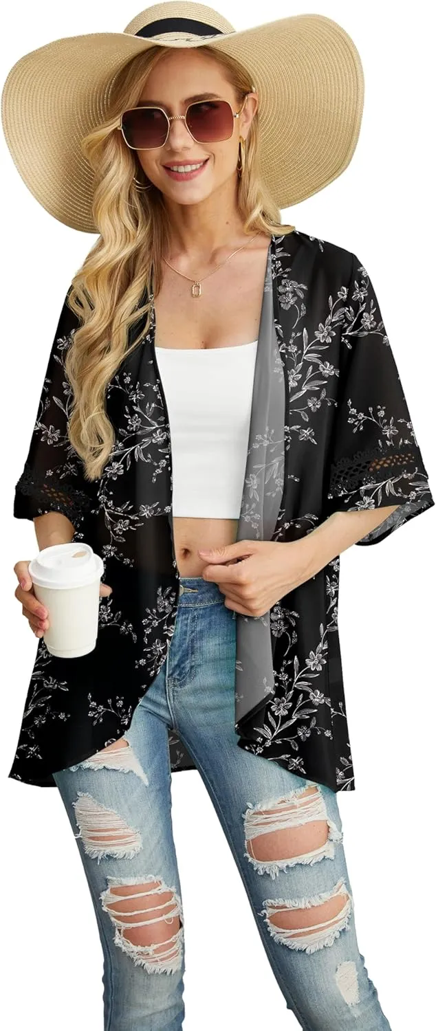 Womens Kimono Beach Cover Up Chiffon Cardigan Tops Loose Capes