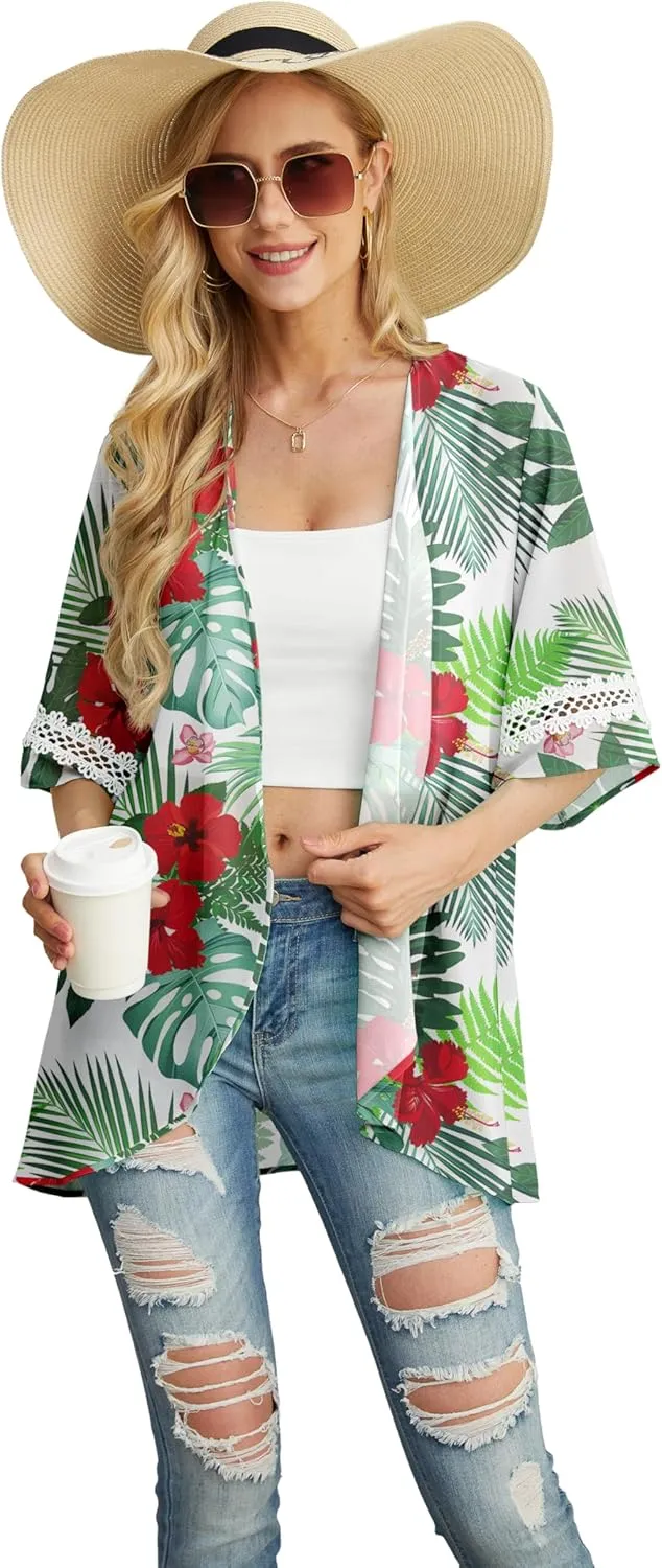 Womens Kimono Beach Cover Up Chiffon Cardigan Tops Loose Capes