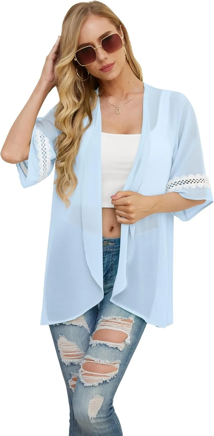 Womens Kimono Beach Cover Up Chiffon Cardigan Tops Loose Capes