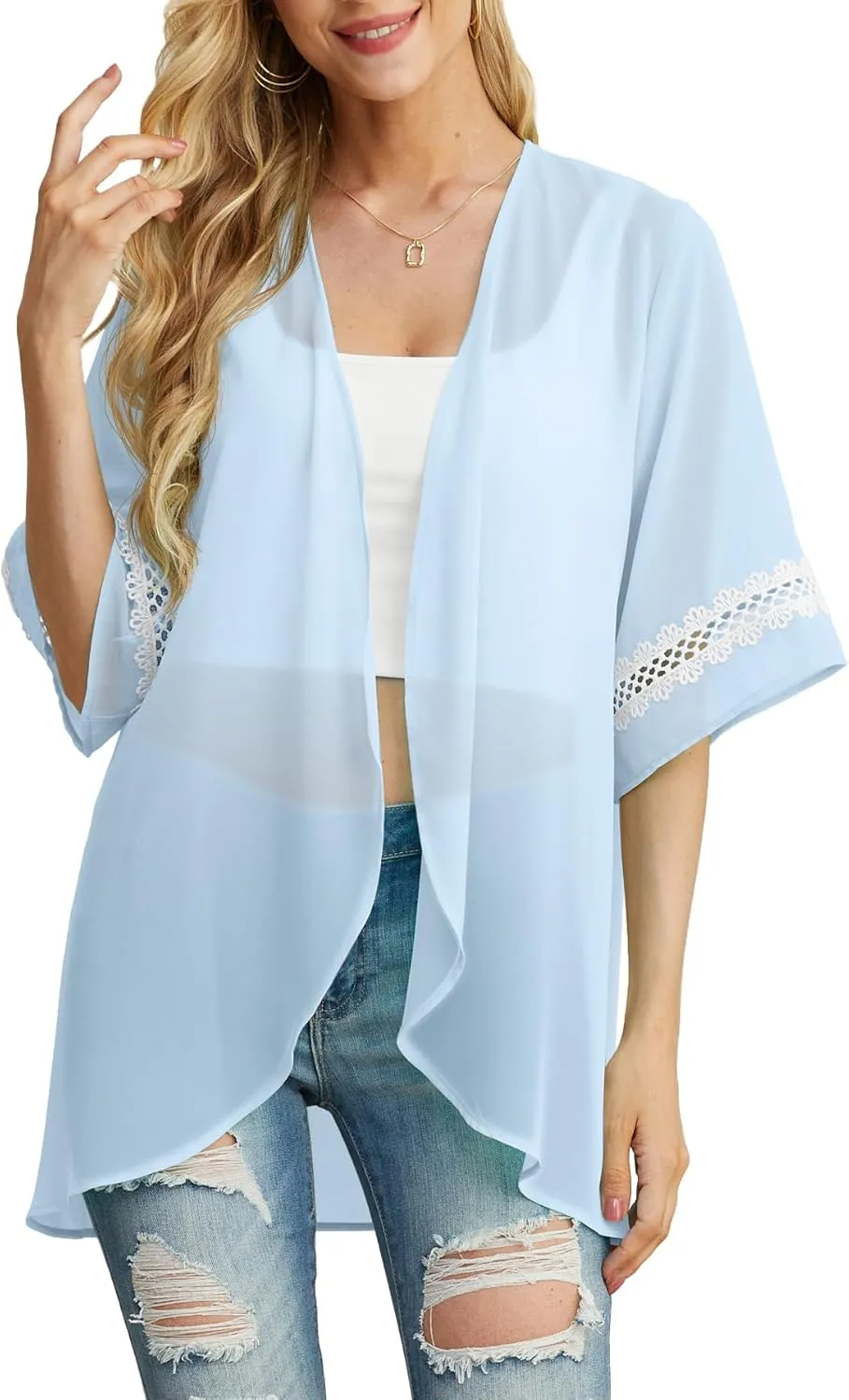 Womens Kimono Beach Cover Up Chiffon Cardigan Tops Loose Capes