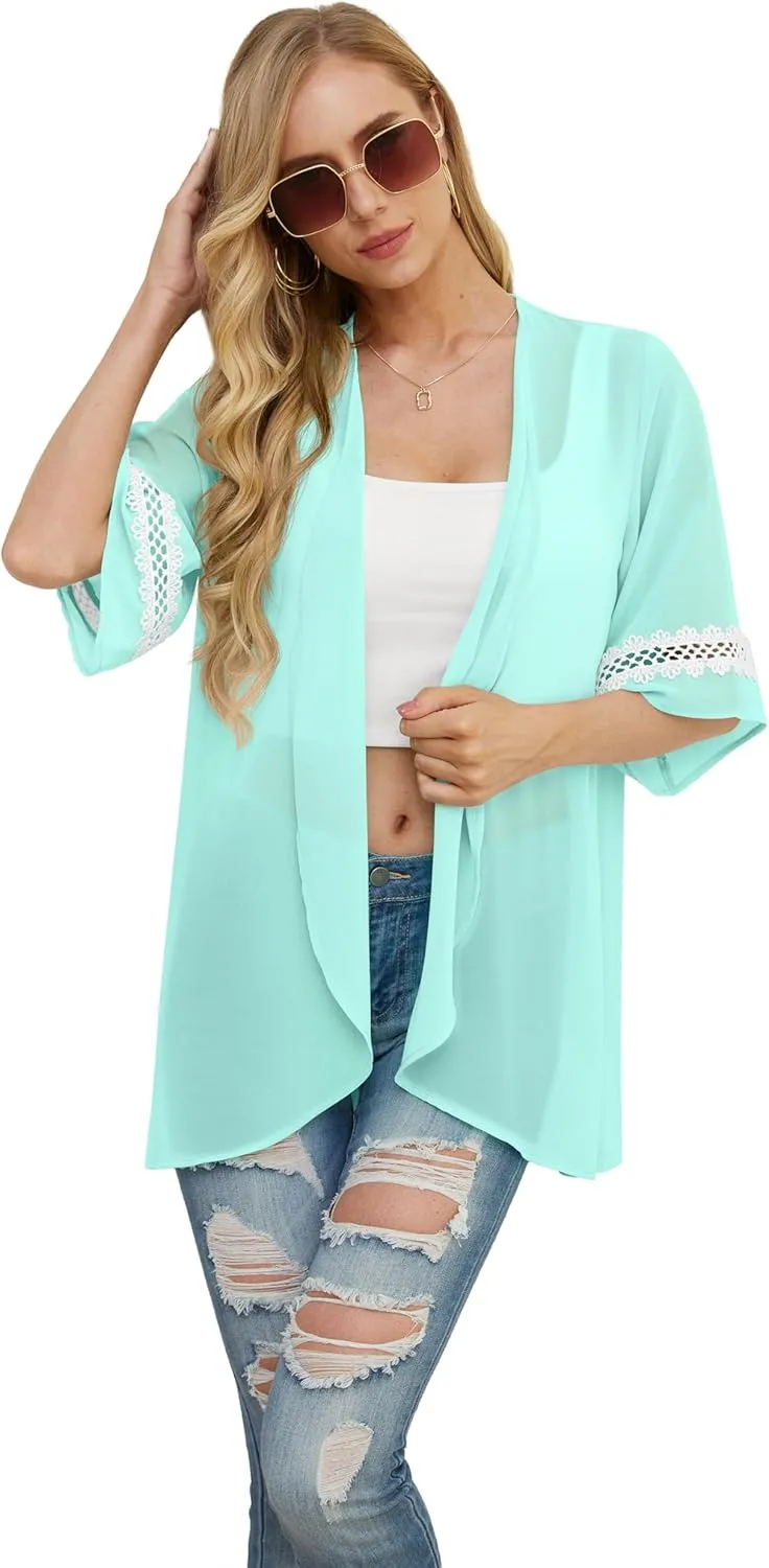Womens Kimono Beach Cover Up Chiffon Cardigan Tops Loose Capes