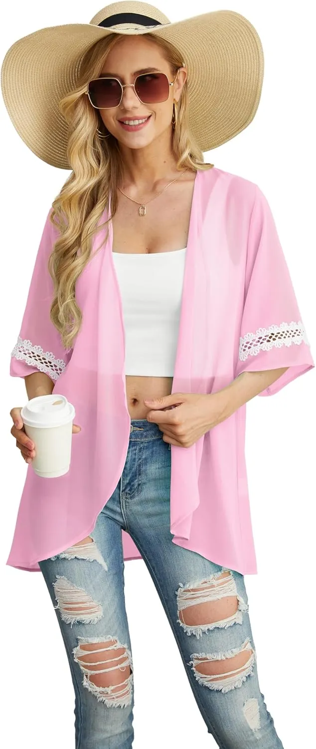 Womens Kimono Beach Cover Up Chiffon Cardigan Tops Loose Capes