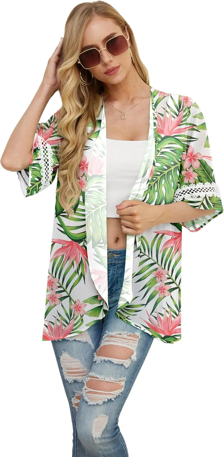 Womens Kimono Beach Cover Up Chiffon Cardigan Tops Loose Capes