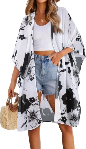Women's Kimono Swimsuit Coverups Summer Beach Casual Loose Cardigans for Swimwear