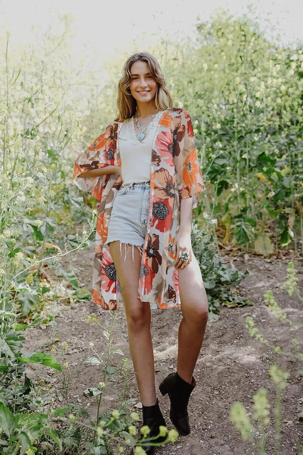 Women's Kimono Swimsuit Coverups Summer Beach Casual Loose Cardigans for Swimwear
