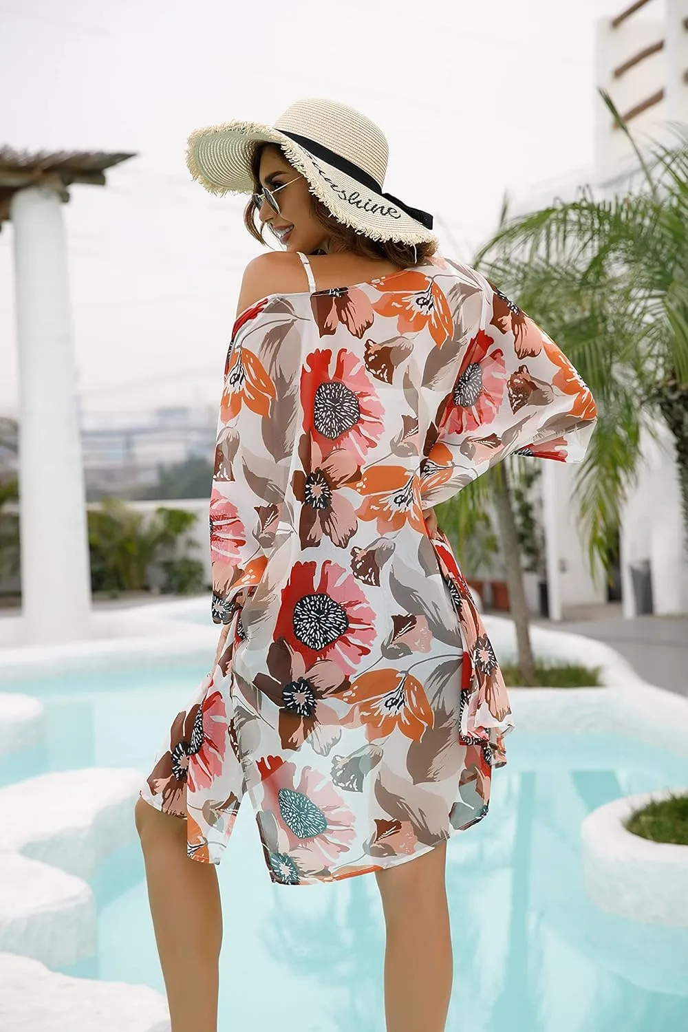 Women's Kimono Swimsuit Coverups Summer Beach Casual Loose Cardigans for Swimwear