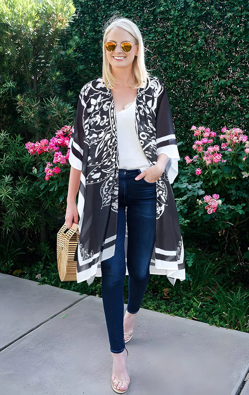 Women's Kimono Swimsuit Coverups Summer Beach Casual Loose Cardigans for Swimwear