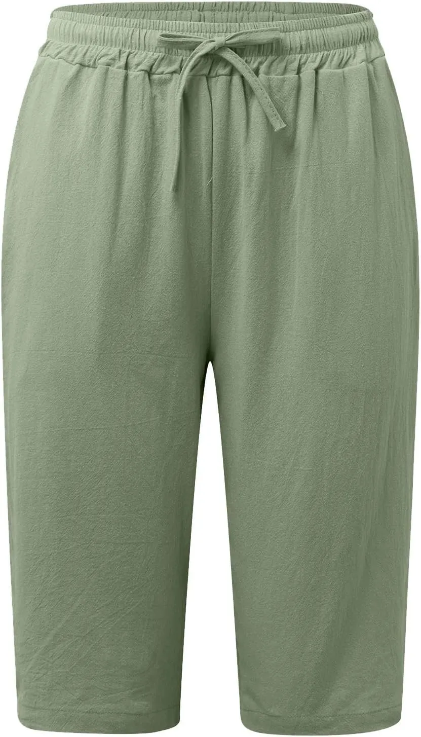 Women's Linen Summer Flowy Palazzo Pants Low Waist Bootcut Slim-Fit Palazzo Pants Work Business