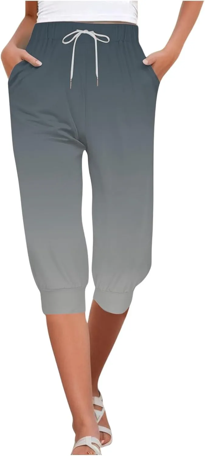 Womens Linen Summer Letter Patched Palazzo Lounge Pants High Waist Wide Leg Slim-Fit Palazzo Pants Beach