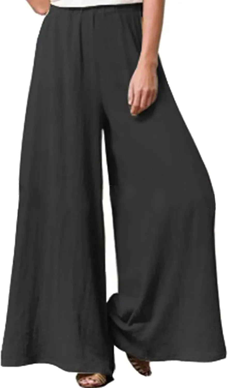 Women's Linen Summer Solid Pants Low Waist Straight Loose Fit Trousers Trendy