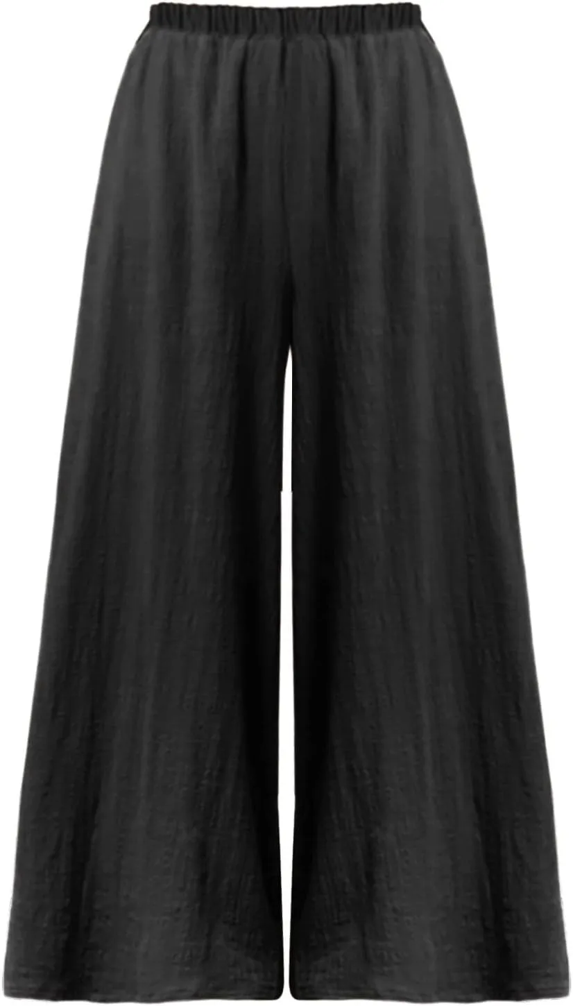 Women's Linen Summer Solid Pants Low Waist Straight Loose Fit Trousers Trendy