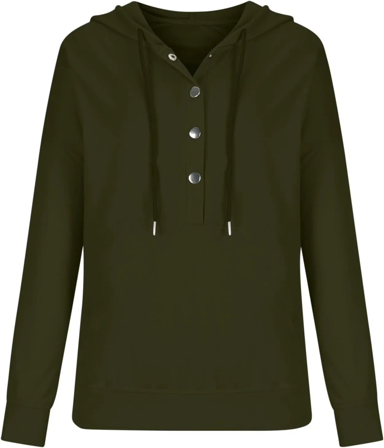 Womens Long Sleeve Fleece Hoodies 1/4 Button Sweatshirts Loose Fit Casual Fashion Pullover Tops with Pocket