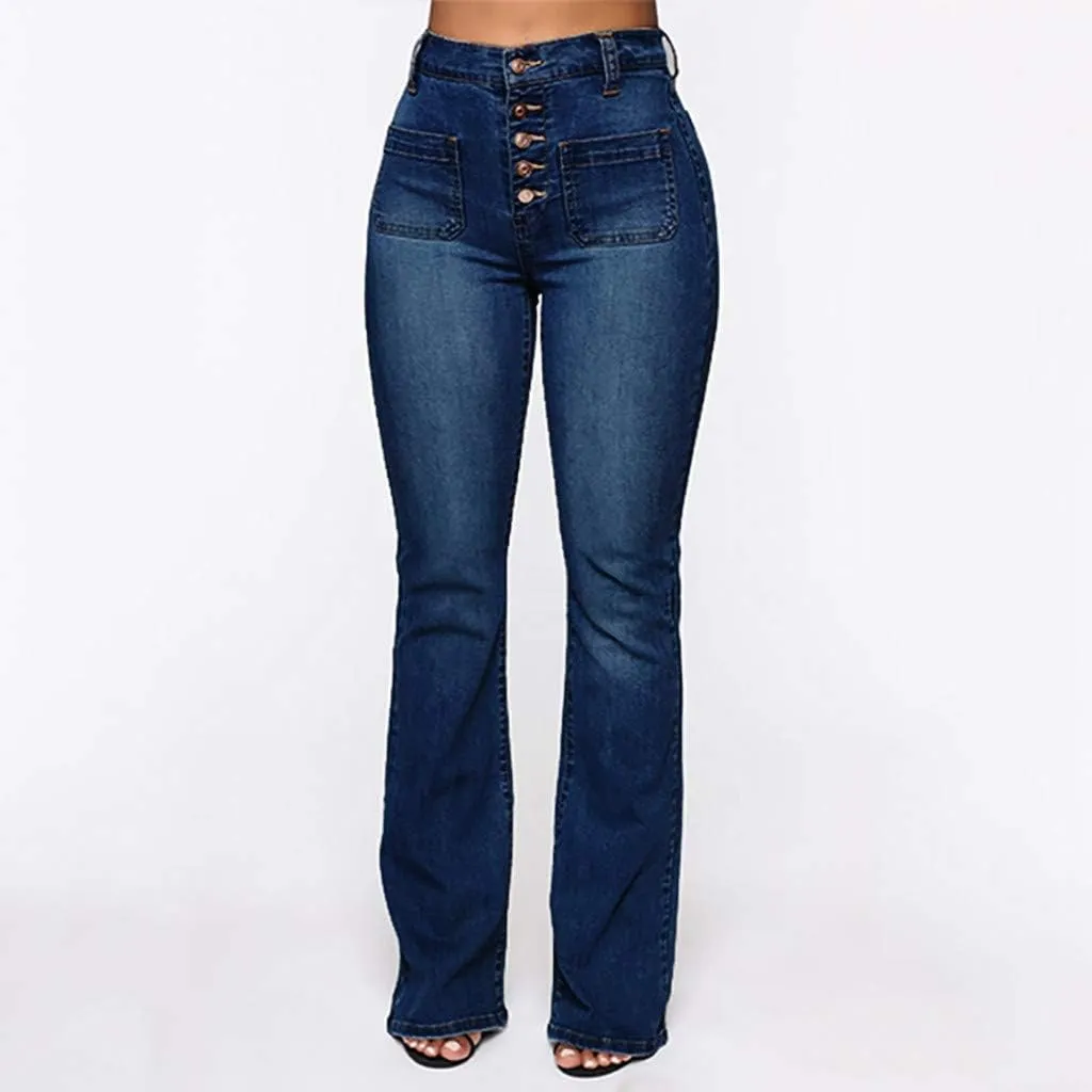 Womens Magic Shaping Bootcut Jeans Premium Stretchy Wide Leg Flared Bell Bottom Denim Pants Work Jeans with Pockets