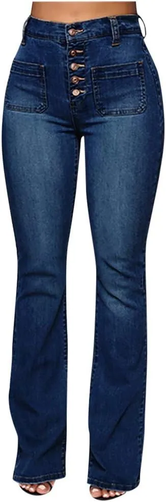 Womens Magic Shaping Bootcut Jeans Premium Stretchy Wide Leg Flared Bell Bottom Denim Pants Work Jeans with Pockets