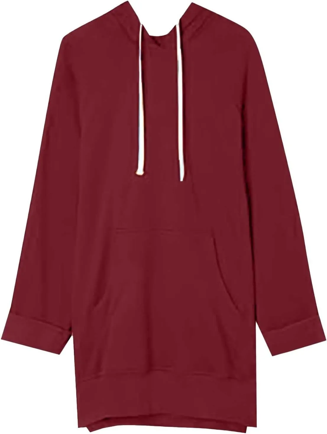 Women's Oversized Hoodie Dress Casual Pullover Long Sleeve Split Hem Sweatshirts Drawstring Hoodies Dress With Pocket