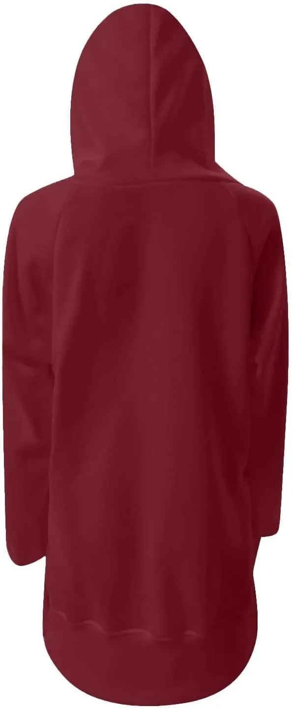 Women's Oversized Hoodie Dress Casual Pullover Long Sleeve Split Hem Sweatshirts Drawstring Hoodies Dress With Pocket
