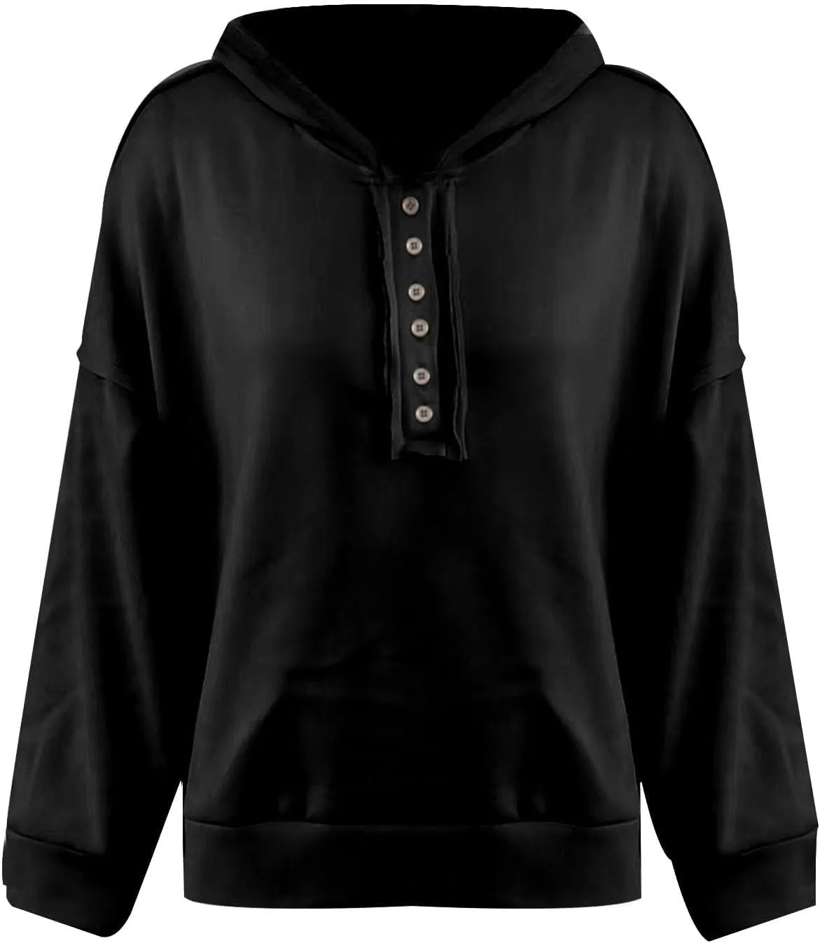 Womens Oversized Sweatshirt Long Sleeve V Neck Button Hoodie Casual Loose Fit Lightweight Sweatshirt Pullover Tops