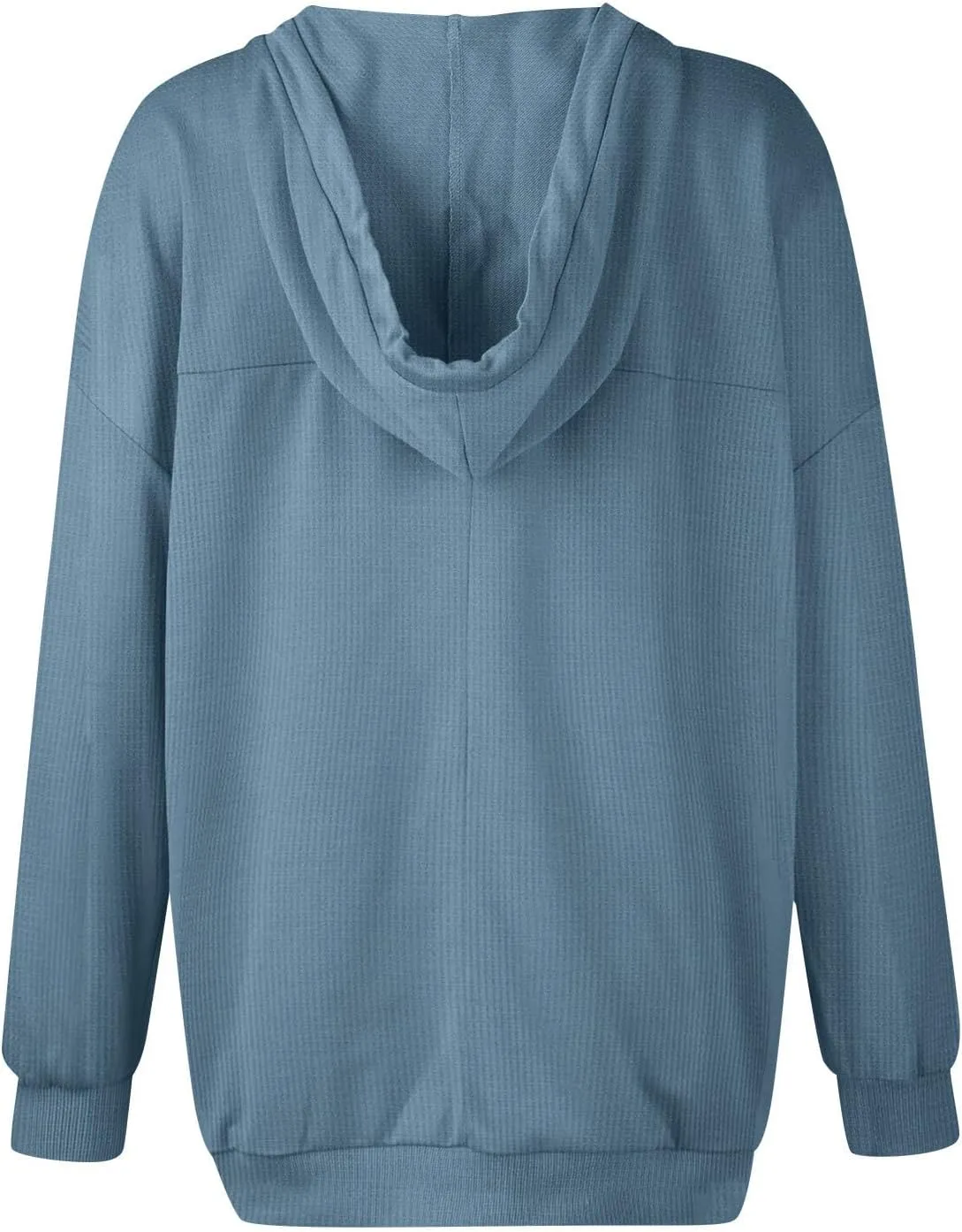 Womens Oversized Sweatshirt V Neck Hoodies Casual Drawstring Hooded Pullover Top Waffle Long Sleeve Workout Tops