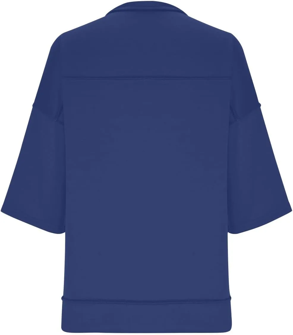 Womens Oversized Sweatshirts 3/4 Length Sleeve Crewneck Pullover Top Drop Shoulder Tees Casual High Low Tunic Tops