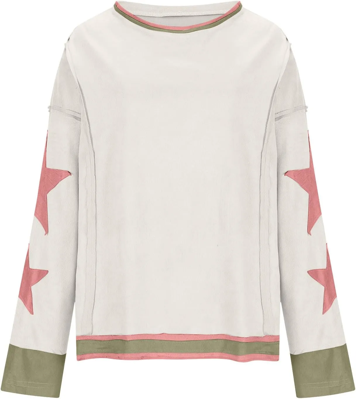 Womens Oversized Sweatshirts Fashion Y2k Tops Casual Crewneck Patchwork Pattern Pullover Shirt 2024 Streetwear