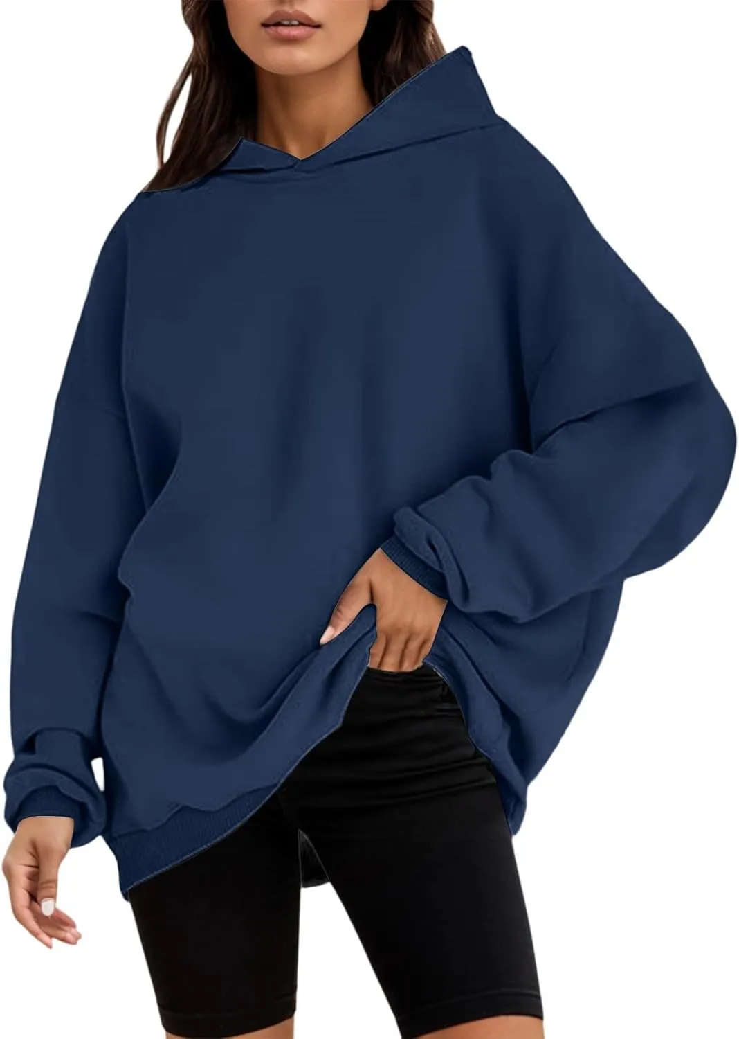 Womens Oversized Sweatshirts Pullover Hoodies Artificial Short Velvet Oversized Hoodies Fleece Hooded Long Fleece