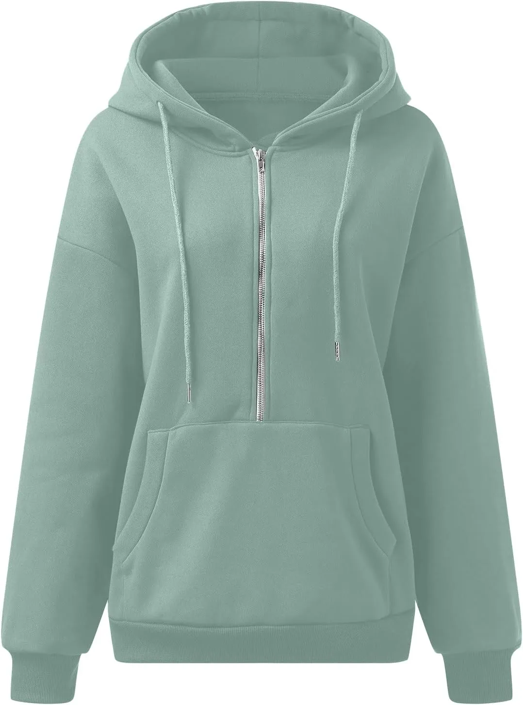 Womens Quarter Zip Pullover Long Sleeve Half Zip Hoodies Fleece Oversized Sweatshirt Fall Sweatshirts with Pockets