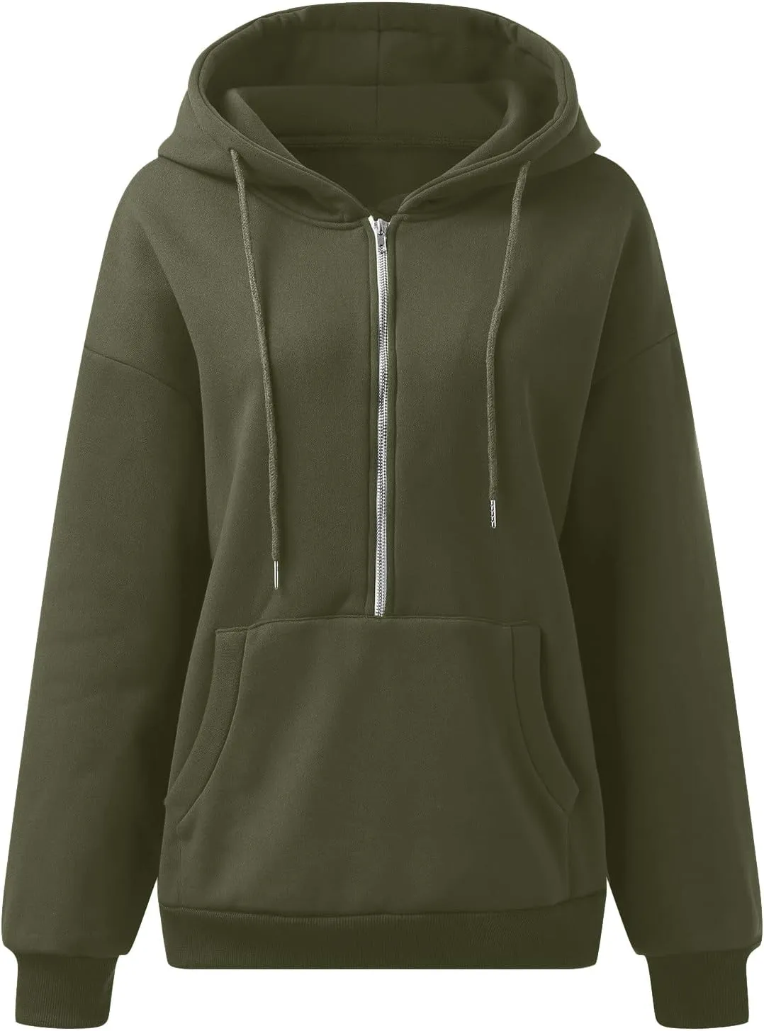Womens Quarter Zip Pullover Long Sleeve Half Zip Hoodies Fleece Oversized Sweatshirt Fall Sweatshirts with Pockets