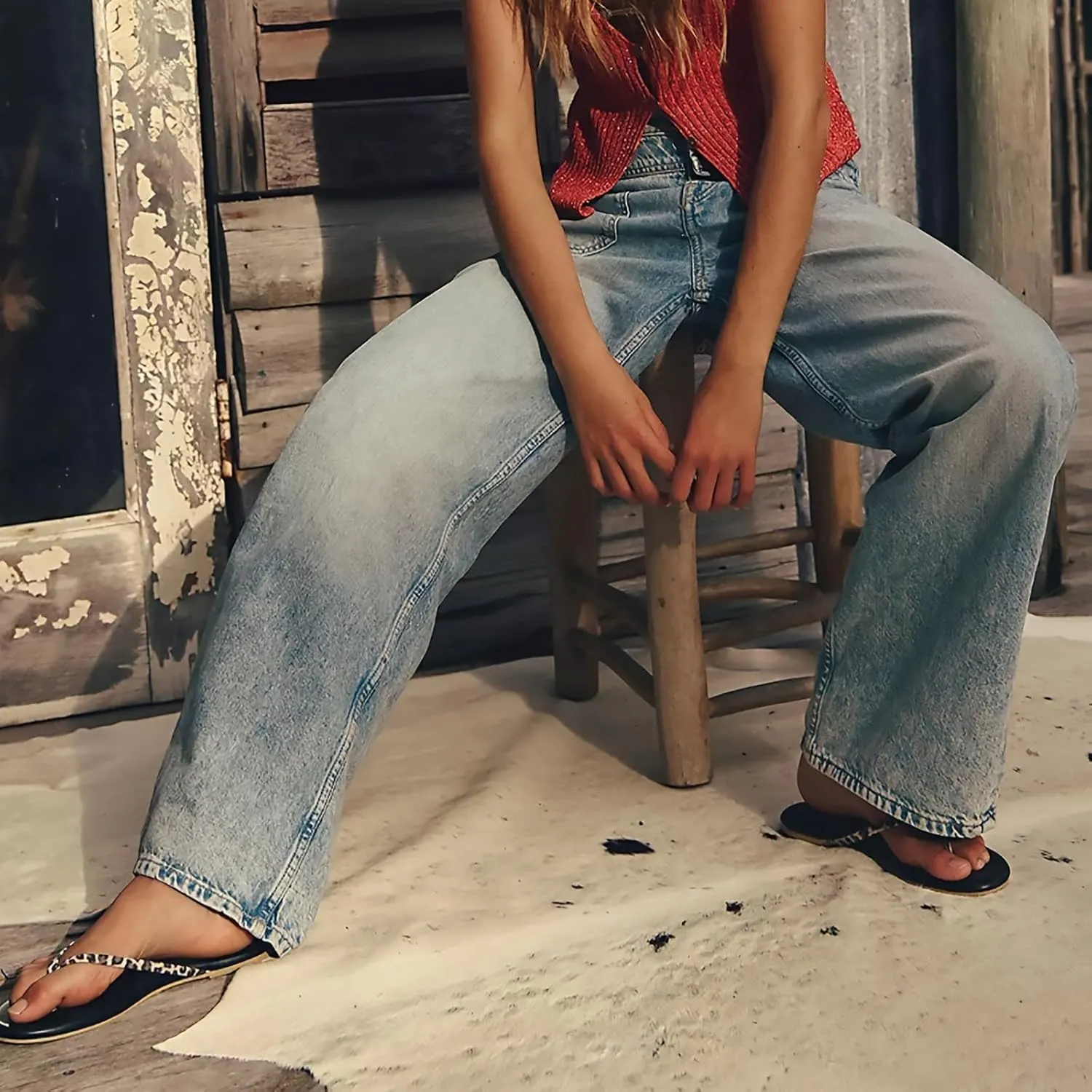 Women's Retro Y2k Jeans High Waisted Straight Leg Baggy Streetwear Denim Pants Trendy 2025 Loose Fit Horseshoe Jeans