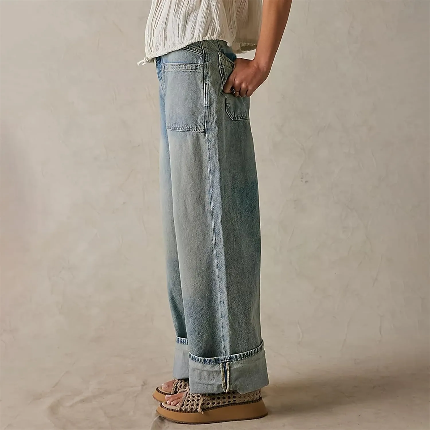 Women's Retro Y2k Jeans High Waisted Straight Leg Baggy Streetwear Denim Pants Trendy 2025 Loose Fit Horseshoe Jeans