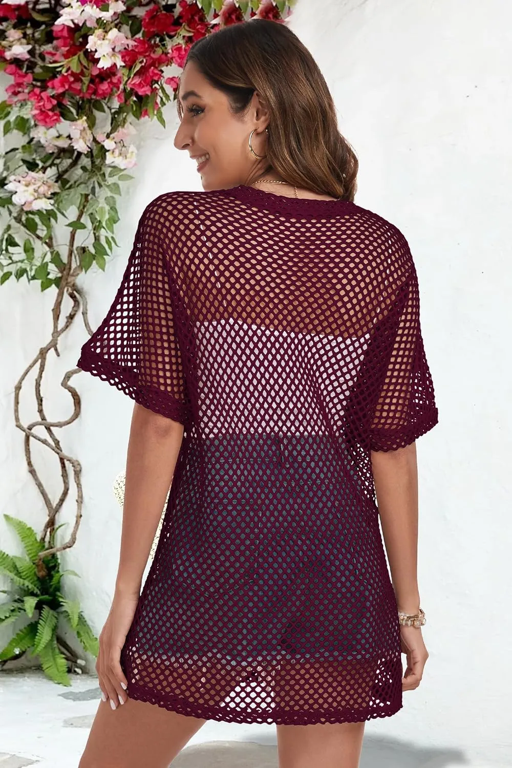 Womens Summer Cardigan Short Sleeve Crochet Casual Tops Kimono Open Front Cover Up Hollow Out Jacket