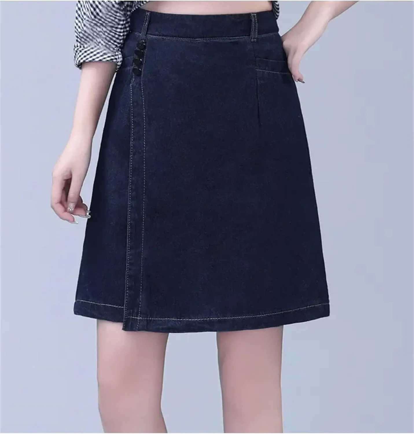 Women's Summer Thin Five Point Wide Leg Jeans Skirt Casual Loose High Waisted Pencil Jeans Short Skirt