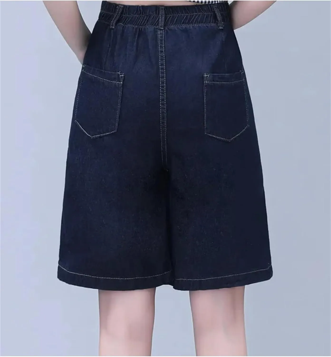 Women's Summer Thin Five Point Wide Leg Jeans Skirt Casual Loose High Waisted Pencil Jeans Short Skirt