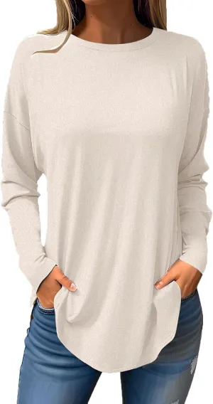 Womens Sweatshirt Crewneck Sweater Fleece Long Sleeve Pullover Tops Casual Tunic Tops for Women Loose Fit Shirts