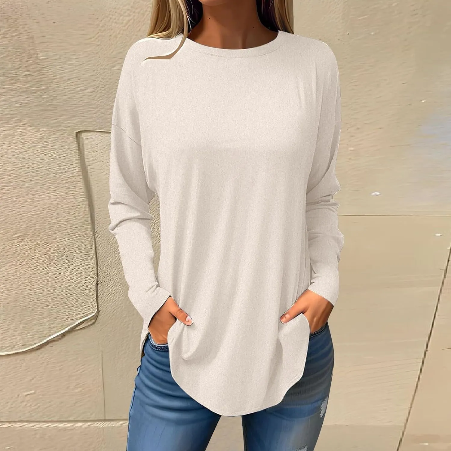 Womens Sweatshirt Crewneck Sweater Fleece Long Sleeve Pullover Tops Casual Tunic Tops for Women Loose Fit Shirts