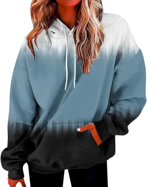 Womens Sweatshirts Fall 2023, Women's Fashion Loose Casual Daily Long Sleeve Gradient Patchwork Sweatshirts