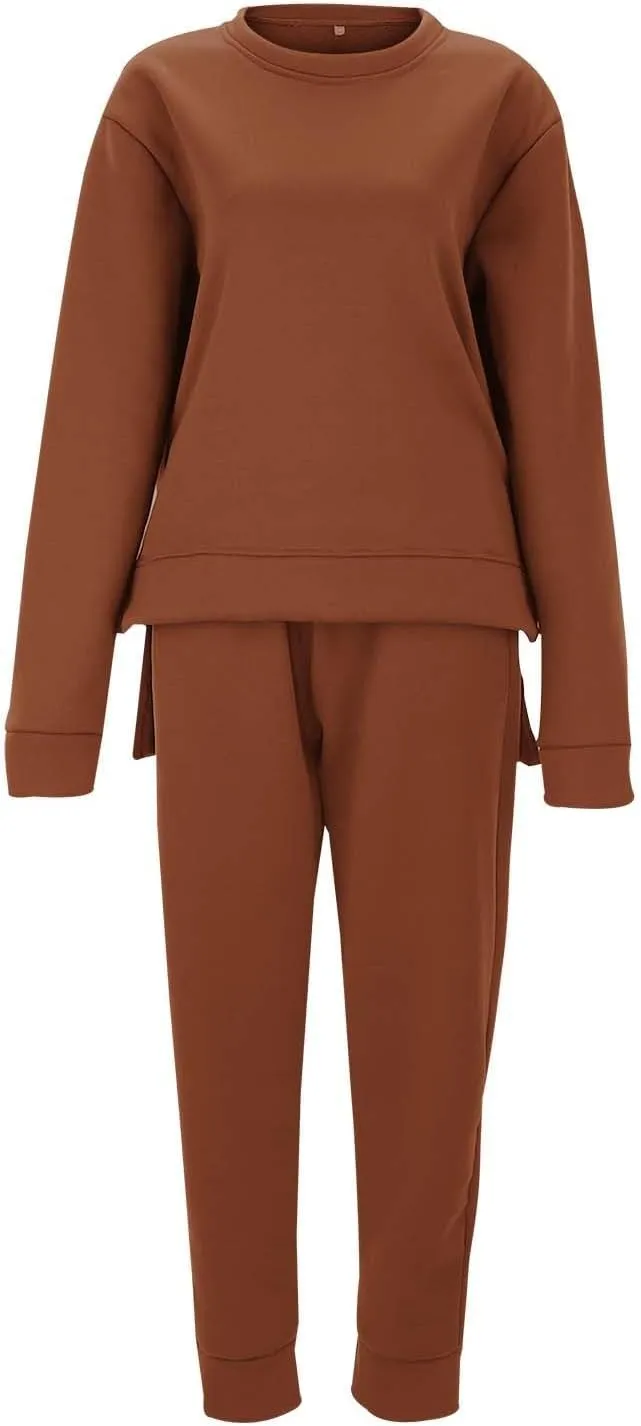 Womens Two Piece Lounge Sets Long Sleeve V Neck Fall Trendy Sweatsuit Long Sleeve Shirts Yoga Pants Sweatsuits