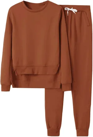 Womens Two Piece Lounge Sets Long Sleeve V Neck Fall Trendy Sweatsuit Long Sleeve Shirts Yoga Pants Sweatsuits