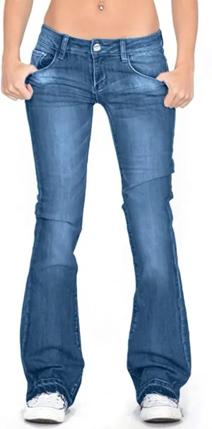 Women's Vintage Flare Jeans High Waist Stretch Denim Bell Bottoms Jeans Retro Bell-Bottomed Pants Plus Size