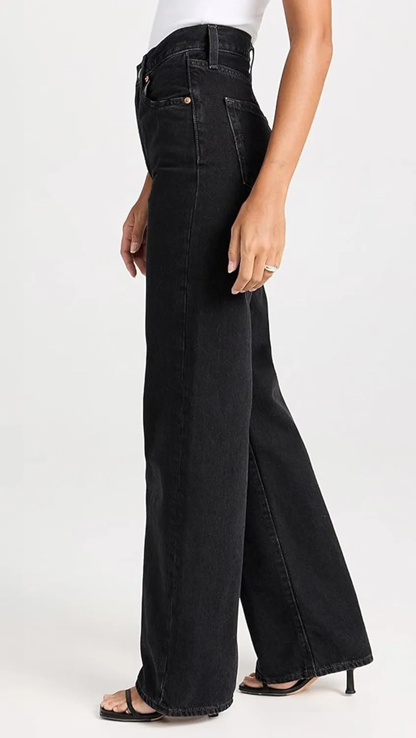 Women's Wide Leg Straight Jeans High Waisted Vintage Stretchy Tummy Control Trendy Recycled Denim Jeans for Women
